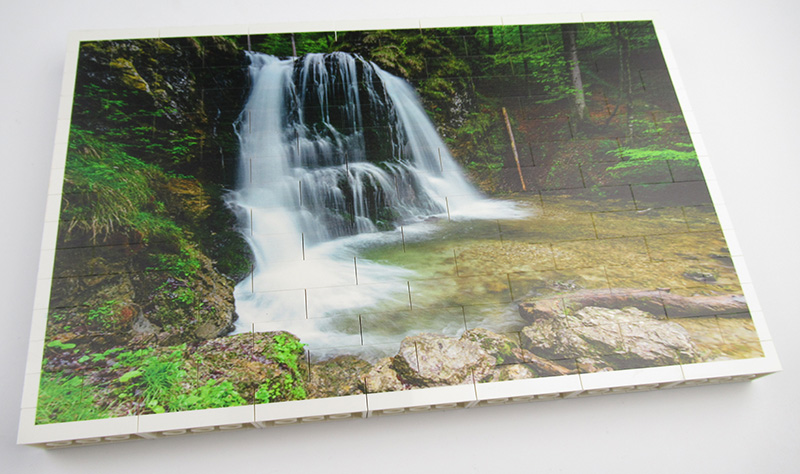 Picture of original Lego brick walls (L horizontal) printed with your pho